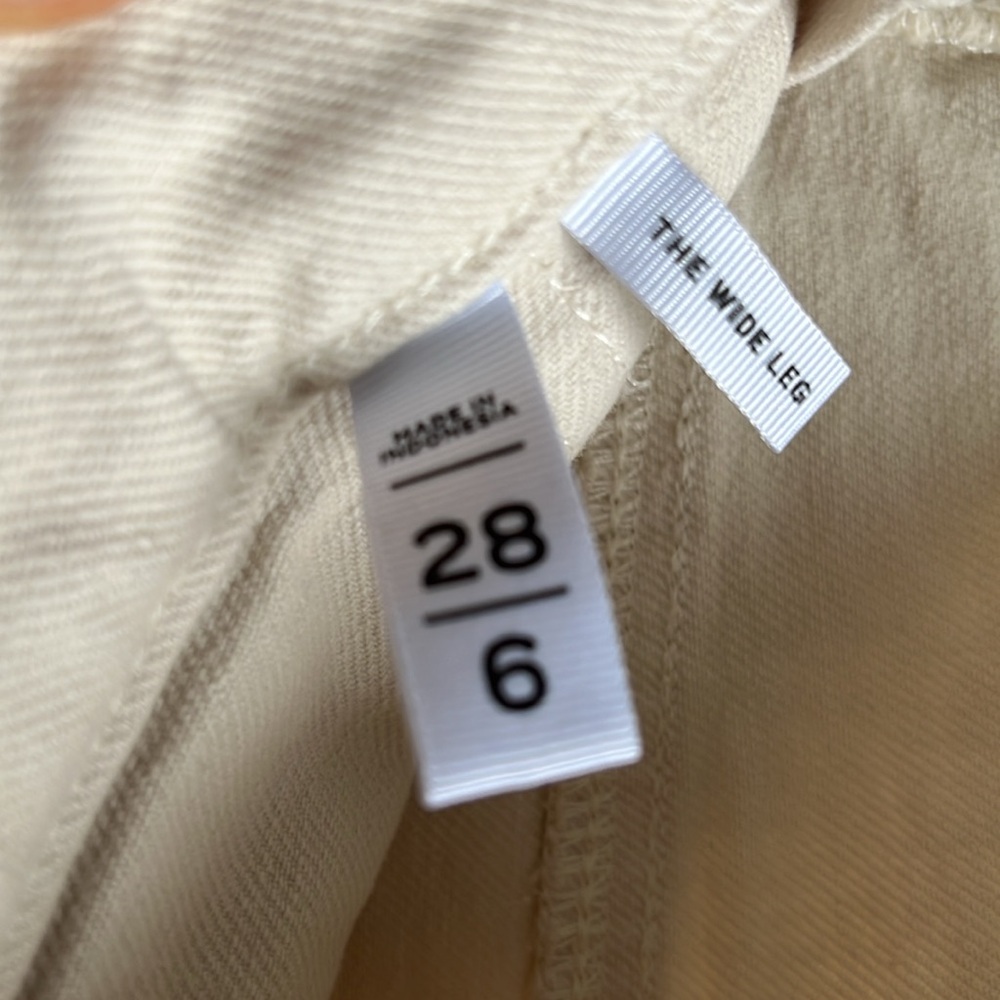 LOFT Cream The Wide Leg Jeans Raw Hems 28 6 Worn Once - Picture 4 of 7